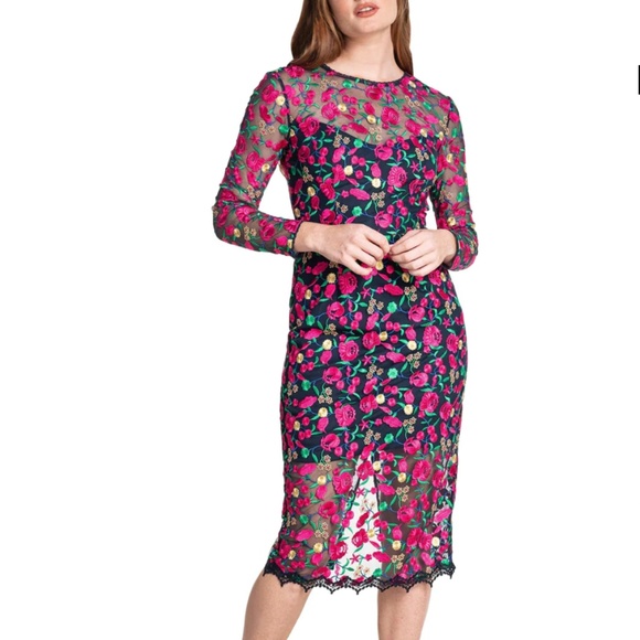 dress the population sophia dress Dress the Population | Dresses | New Dress The Population Sophia Embroidered Lace Midi Dress Small